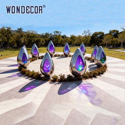 Large-scale Outdoor Plaza Metal Light and Shadow Art Installation: Water Drop Stainless Steel Sculpture
