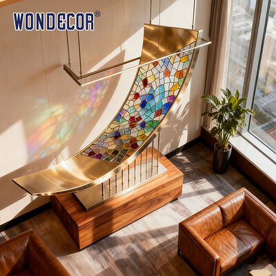 Hotel Guest Room Space Art Large Metal Stainless Steel Stained Glass Sculpture