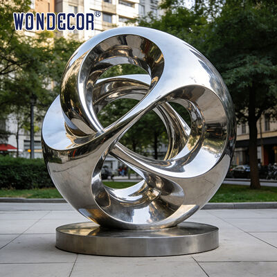 Large Outdoor Metal Sculpture "Flowing Vortex" Stainless Steel Spherical Decorative Ornament