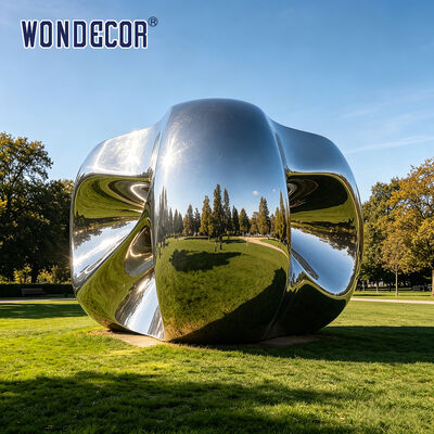 Large Mirror Polished Stainless Steel Abstract Elliptical Sculpture Outdoor Park Modern Art Landscape Landmark Decorative Statue